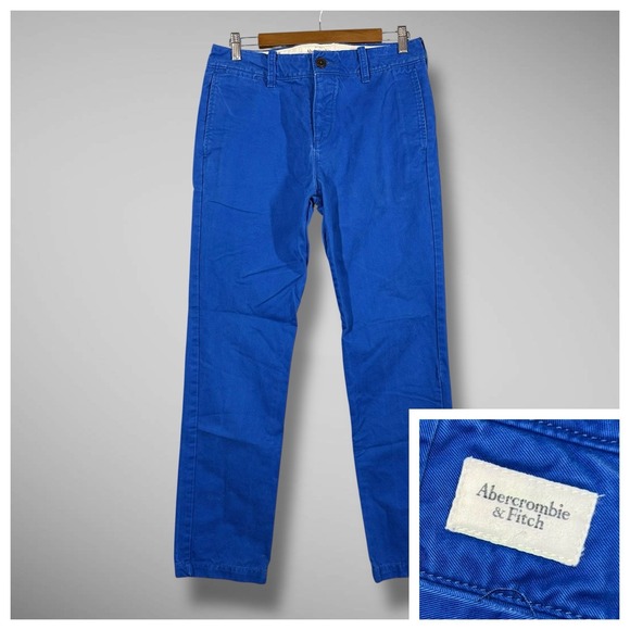 Abercrombie & Fitch Other - Abercrombie & Fitch Pants Mens 30x30 Blue Chinos Flat Front Cotton Twill